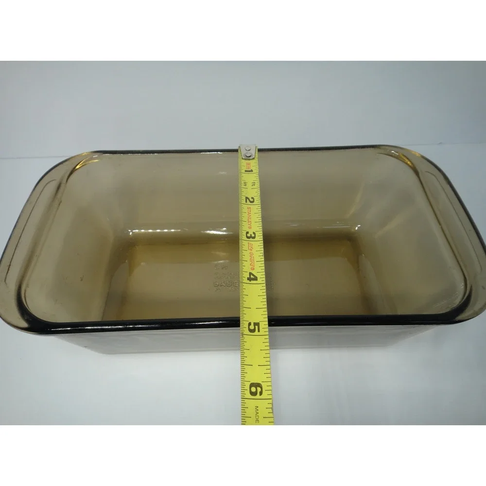 Pyrex Visions Amber Brown Glass Loaf Pan 1.5L Rectangular Baking Dish #213 VTG
